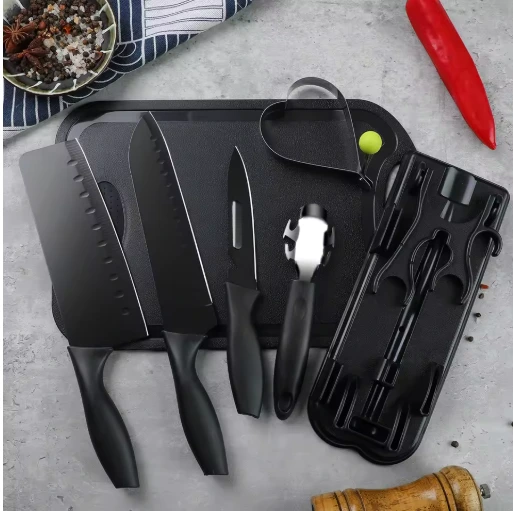 Set de Cuchillos de Cocina Premium (Acero Negro)